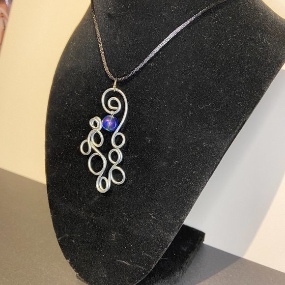 Stunning Hand Crafted Stainless Steel Pendant on Satin Cord or Blue Ribbon - Picture 5 of 9